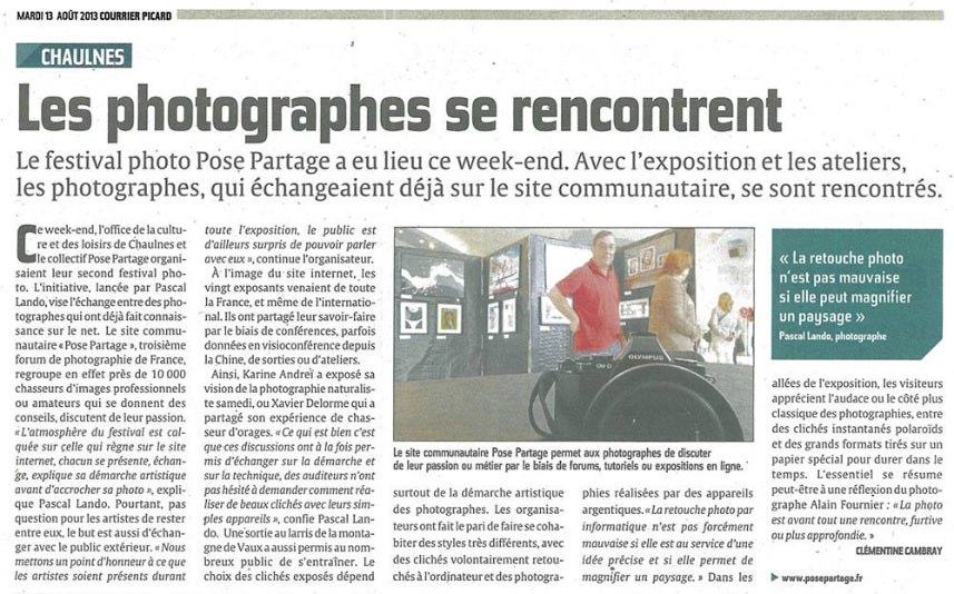Article presse Courrier picard festival photo