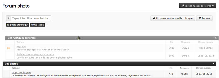 Personalisation de la page d'acueil