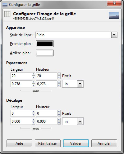 Réglage de la grille