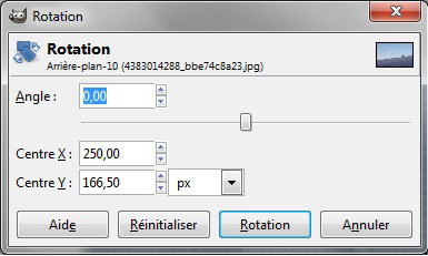 Paramétrage de la rotation d'image